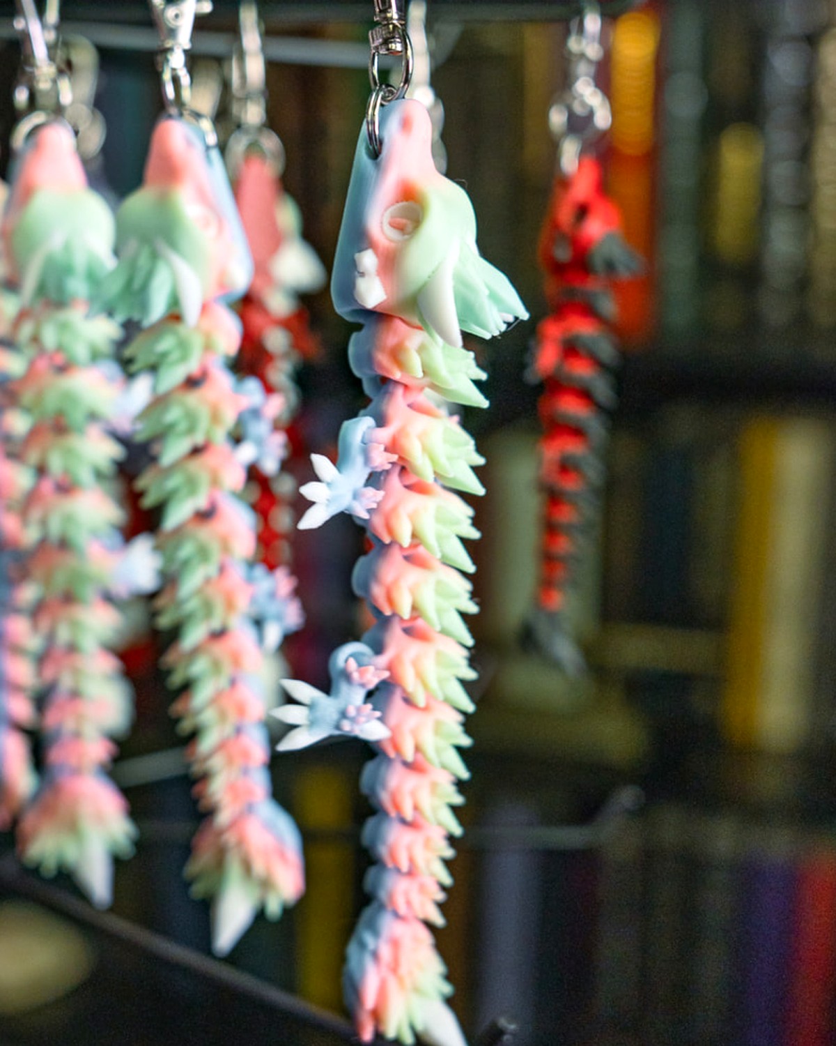 Pastel Rainbow Crystal Dragon Keychain