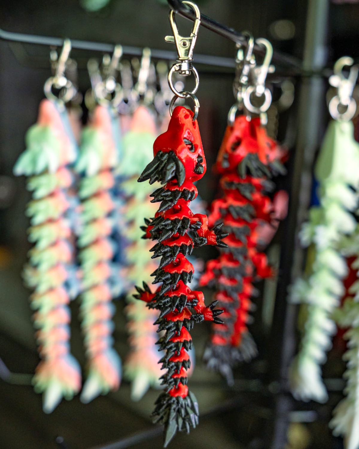 Red & Black Crystal Dragon Keychain