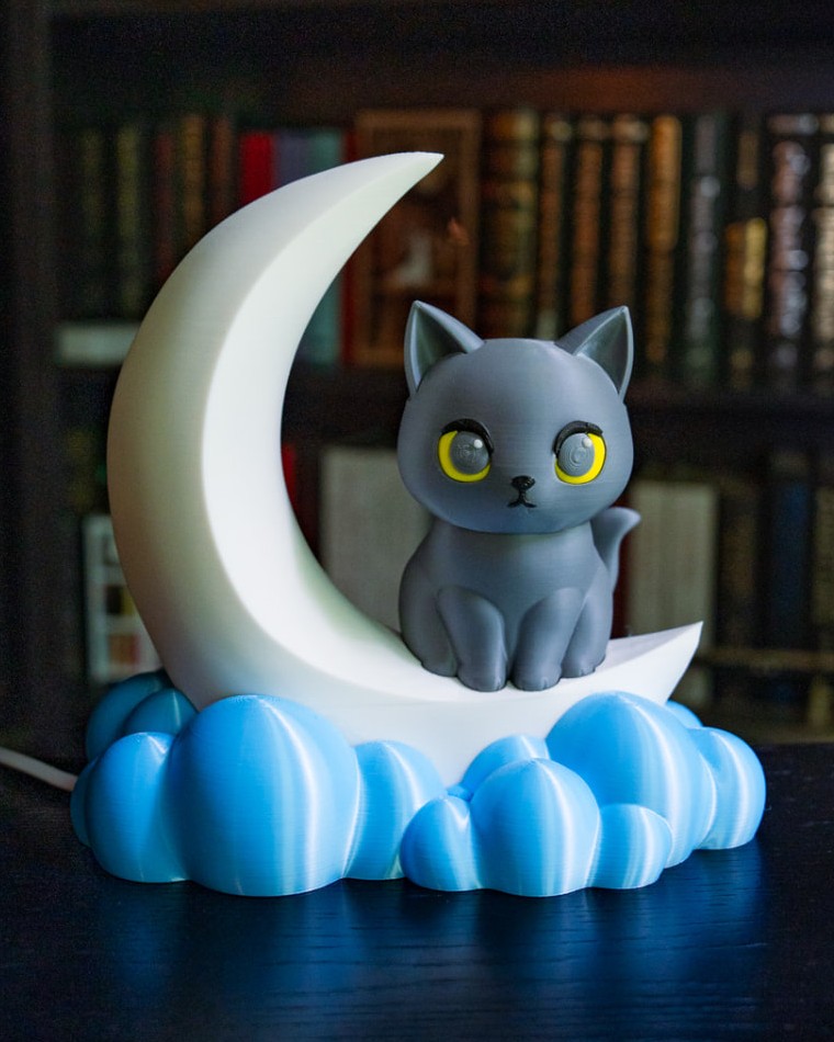 Cat on Moon Lamp